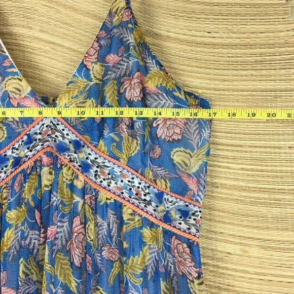 Verb Pallavi Singhee Anthropologie Dress Sequin Paisley Floral In Blue.. Size 10 - Picture 15 of 16